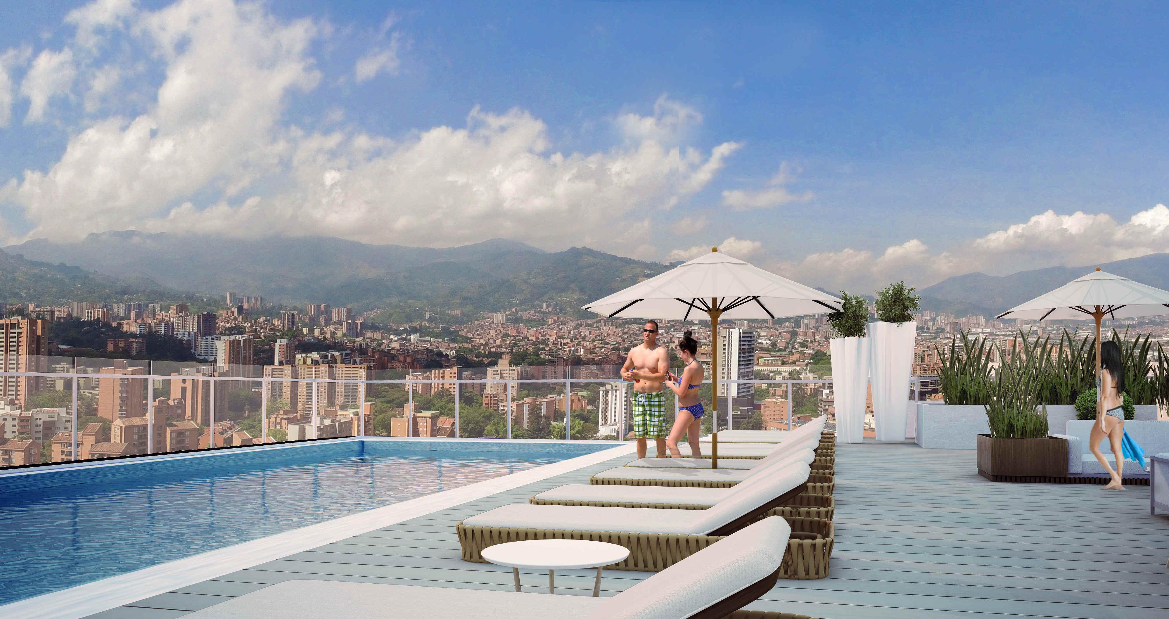 Hotel York Luxury Suites Medellin By Preferred Medellín Exterior foto Skyline pool